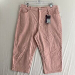 New Gloria Vanderbilt Capri Jeans Women 18 Pink Amanda Classic Rise Flex Stretch